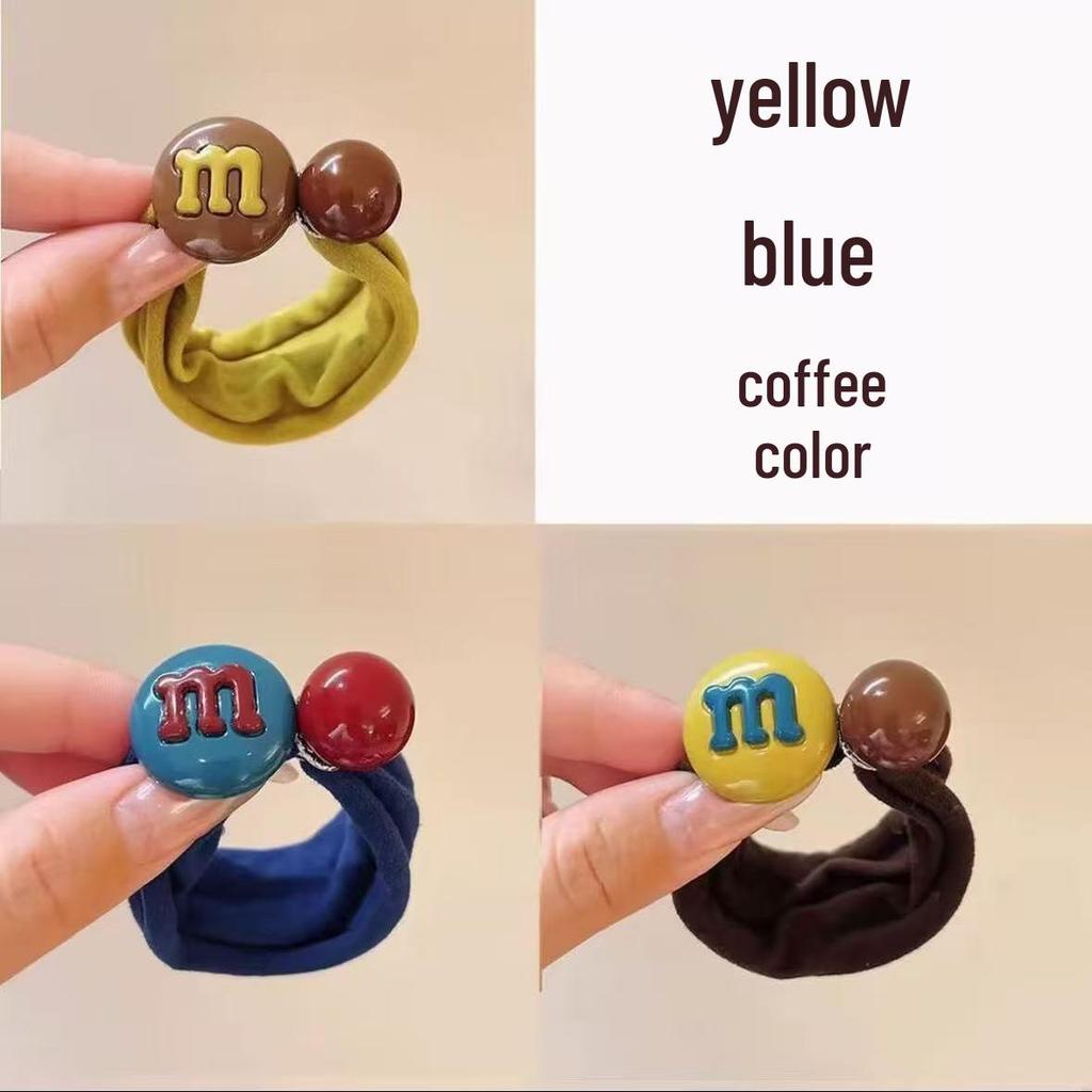 Korean-Style Seamless Elastic Hair Ties for Women - M-Shaped, Candy Colors, No-Damage, Perfect for Ponytails