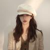 Beret Women's Spring and Autumn Retro Versatile Corduroy Octagonal Hat Big Head Circumference Showing Face Small Painter Hat