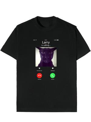 Boze Larry Kat Grafisch T-shirt Grappige Larry Roept Print 100% Katoen Casual T-shirt voor Unisex Dames Normale Pasvorm Ronde Hals