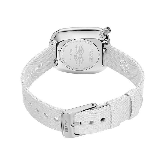 BERING Pebble Watch 18034-007 - White Mesh Stainless Steel - Sapphire Crystal