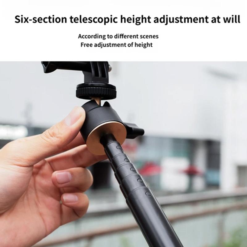 Aluminum Alloy Extendable Tripod Selfie Stick Lightweight for Action 6 Camera Photography Vlog and Travel Adventure