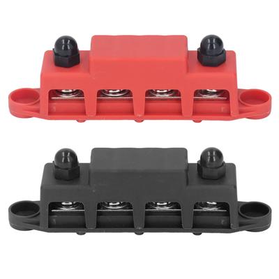 2Pcs Bus Bar Terminal Block 48V 250A Heavy Duty Module Power Distribution DC Box 4 Positions M10 for RV Marine Red Black