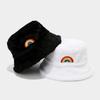 Autumn and Winter Bucket Hat Trendy European and American New Rainbow Embroidery Thickened Warm Hat Women's Outdoor Versatile Sun Hat