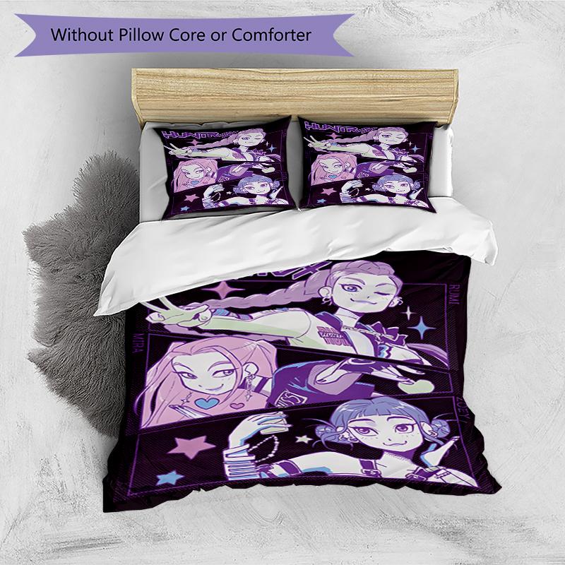 Set copripiumino 3 pezzi (1*Copripiumino + 2*Federe, Senza Nucleo),Set Biancheria da Letto con Stampa KPop Demon Hunters, Decorazione Camera da Letto, Stagione Unica, Regalo di Compleanno