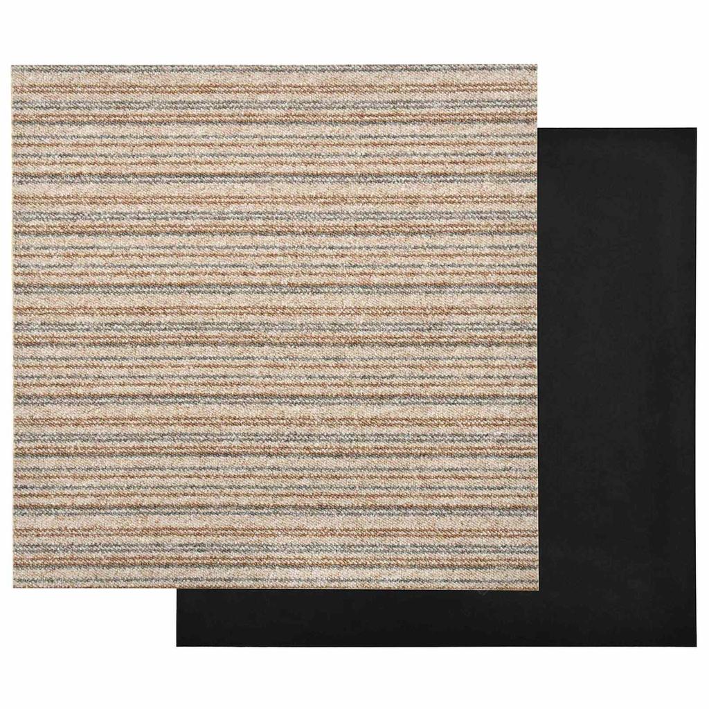 Carpet Tiles 20 pcs Striped Beige 50 x 50 cm 100percent Polypropylene