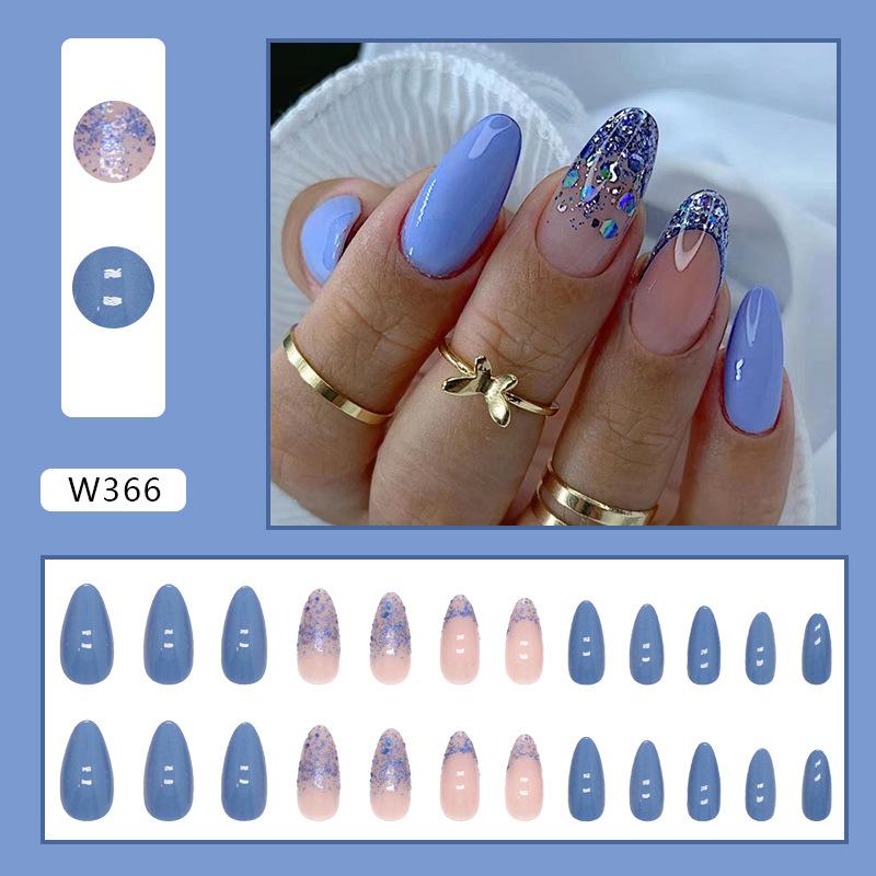 European And American Wind Bursts, Nail Art Is Sweet And Cool, Leopard Print Is Fresh, Lake Blue Is Naturally Sweet, And Nail Pads Are Worn.