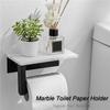 ABMH-2X Marble Toilet Paper Holder With Shelf Toilet Paper Roll Holder Wall Mount For Bathroom Cabinet Decorative, Black