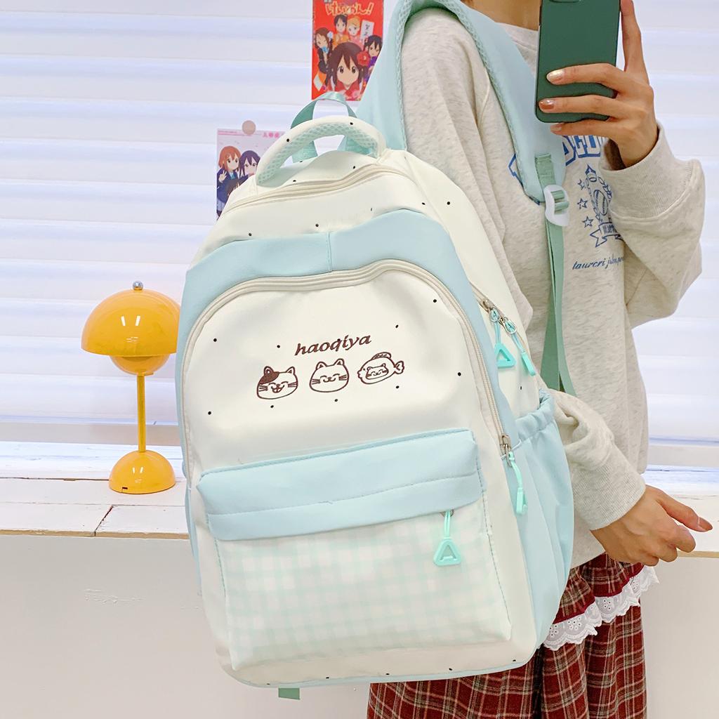 Schoolbag Japanese Ins Casual Plaid School Bag Female Junior High School Student Versatile Cute College Style Backpack Travel Backpack