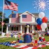 1 Set Independence Day Goose Outfit Outdoor Porch Goose Costumes Patriotic Stars And Stripes Jacket Hat Set for 23 Inch