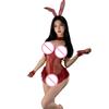 Sexy Lingerie Open Crotch Women Nightgown Uniform Lace Mesh Sling Backless Bodysuit