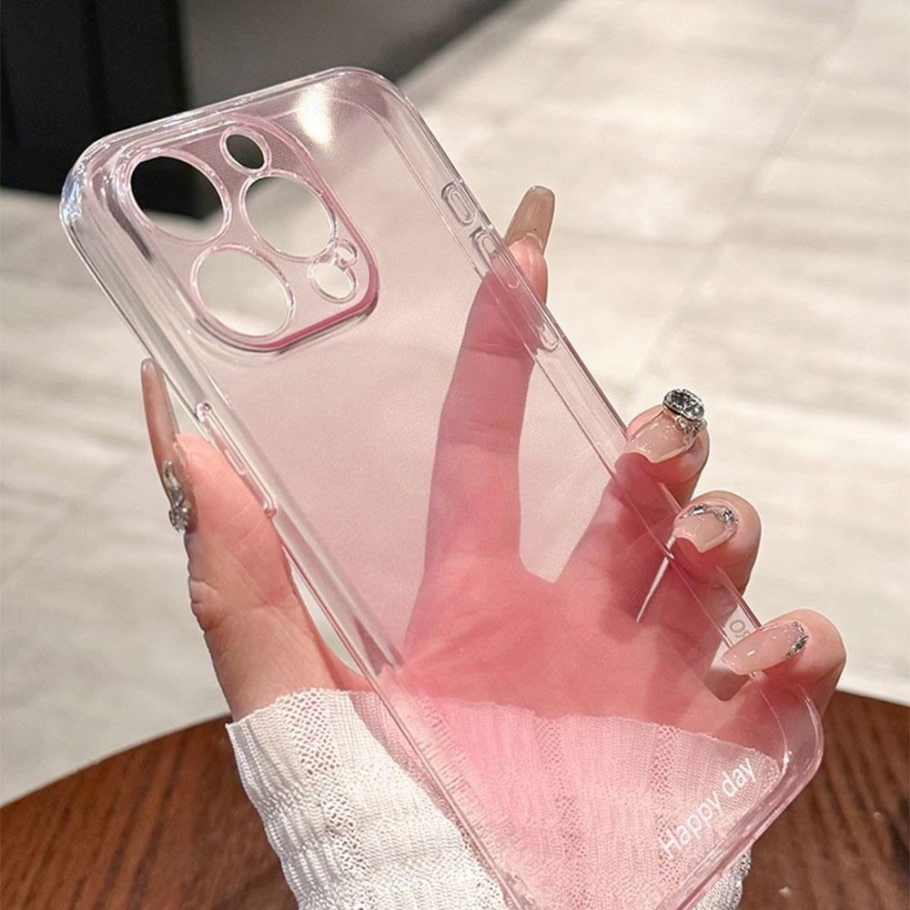 Luxuriöse transparente rosa Pulver-Silikon-Telefonhülle für iPhone 13 12 11 14 15 Pro Max XR X 16 Plus Farbverlauf klare weiche TPU-Abdeckung