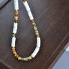 Niche Design Retro Literary Exaggeration White Shell Real Stone Splicing Beaded Holiday Style Necklace Female