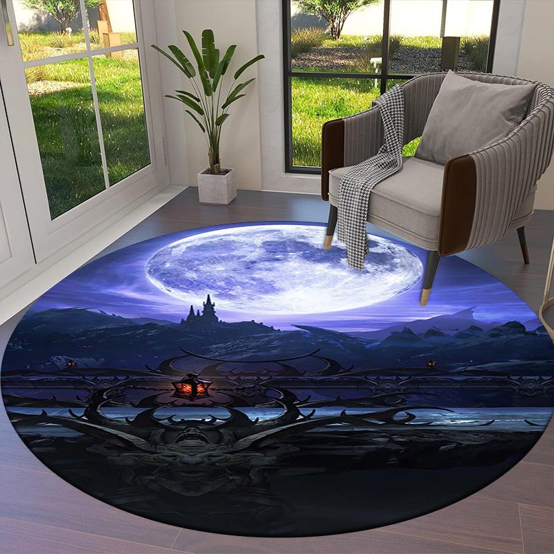 Vortex Crossing Gate Round Area Rug,Carpet Rug for Living Room Bedroom Sofa Playroom Decor,Non-slip Floor Mat