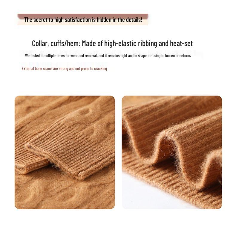 High Neck Cashmere Sweater - Thick, Loose Knit for Autumn & Winter