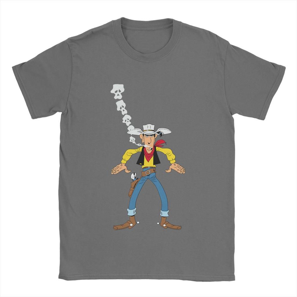 Lucky Luke Are You Ready Men T Shirts Cartoon Funny Tees Short Sleeve Crew Neck T-Shirt Pure Cotton Adult Tops
