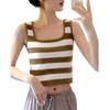 Korean Style Color Block Sleeveless Cropped Tank Top