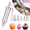 Stainless Steel Dessert Syringe Set Frosting Piping Nozzles Kit Icing Decoration Gun Cupcake Cookie Making Cake Decorating Tools