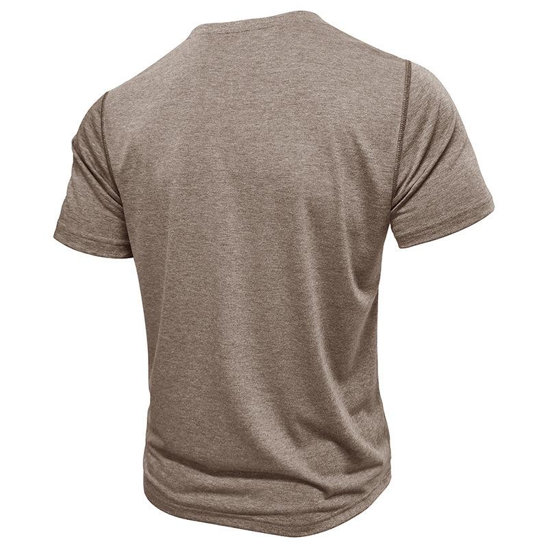Mens American Style Solid Color Crew Neck Short Sleeve Casual T Shirt