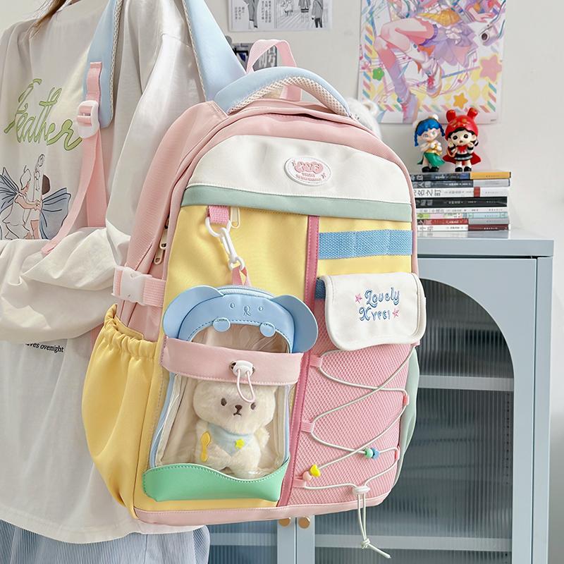 Contrast Color Women's Backpack Large Capacity Student Schoolbag