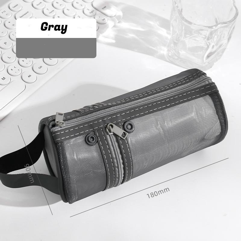 Transparent Mesh Pencil Holder Pen Case Handbag Large Capacity for School Office Stationery