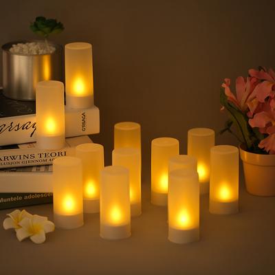 Yellow Lights Flickering Flameless LED Frosted Tealight Candles