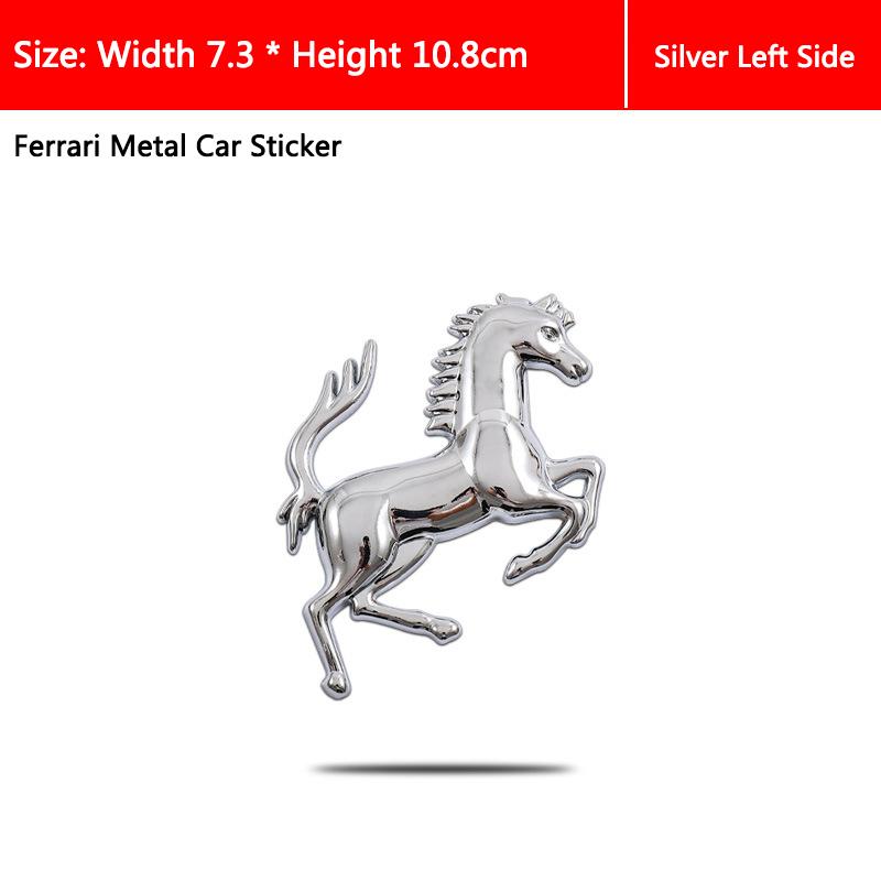 

New 3D Aluminum Sticker Car Personalized Stickers Auto Body/Side/Tail Badge Emblem Sticker for Ferrari Metal Horse Logo Modified 7.3x10.8cm&1pc