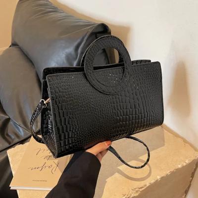 Fashionable Crocodile Pattern Square Bag Retro Versatile Crossbody Bag for Women Mother Kids Bags for Girl Women Handbag