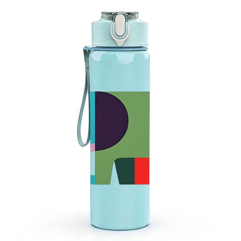 1PC Cute Multicolor Elephant Animal Print 750ml Color Plastic Sports Water Bottle Leakproof Flip Straw Lid Suitable for Sports Office Home Use