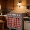 Heat Resistant Fabric Oven Curtain With Adjustable Ribbons And Elegant Ruffled Trim Cabinet Dish Washer Hide Skirt Cover