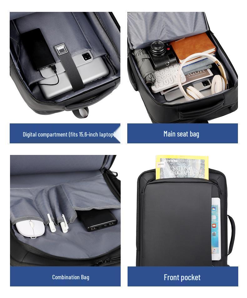 Men's Expandable Business Travel Backpack: Customizable Logo, Large Capacity, Fashionable Design, Computer Compatible.