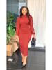 Elegant European & American Pleated Solid Color Dress with Split Sleeves