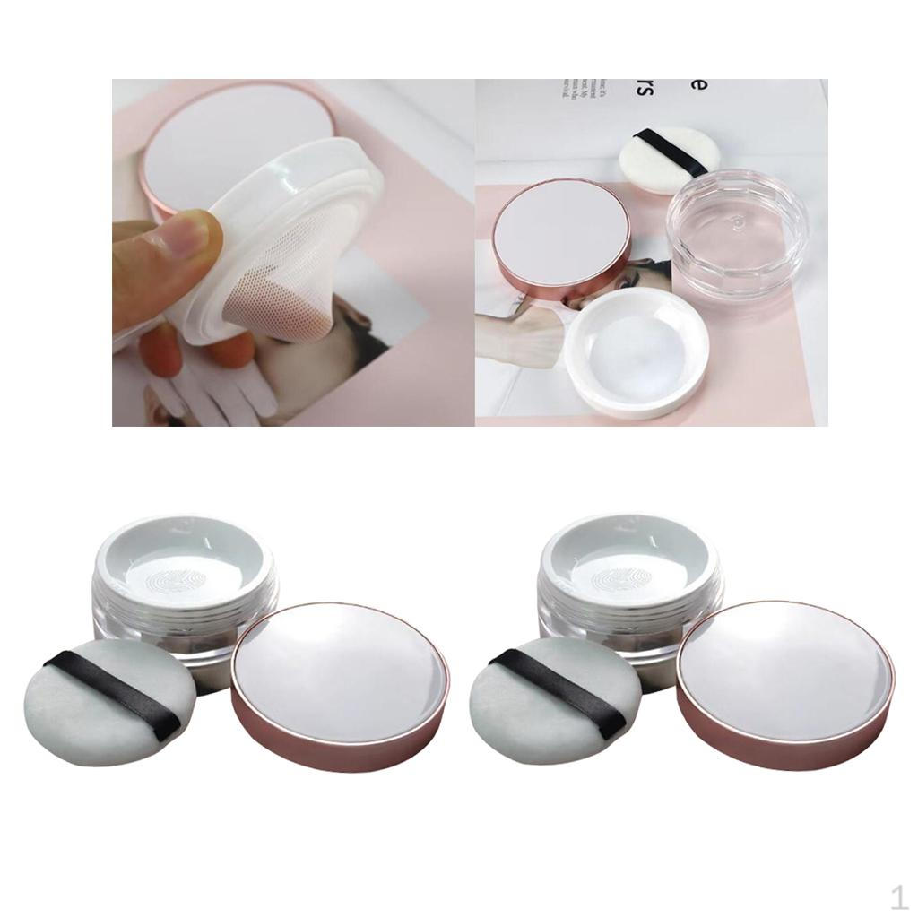 

2 шт. Портативная рассыпчатая пудра для макияжа 20 г 0,7 унции, Удобная, Откидная крышка, с зеркалом и резинкой