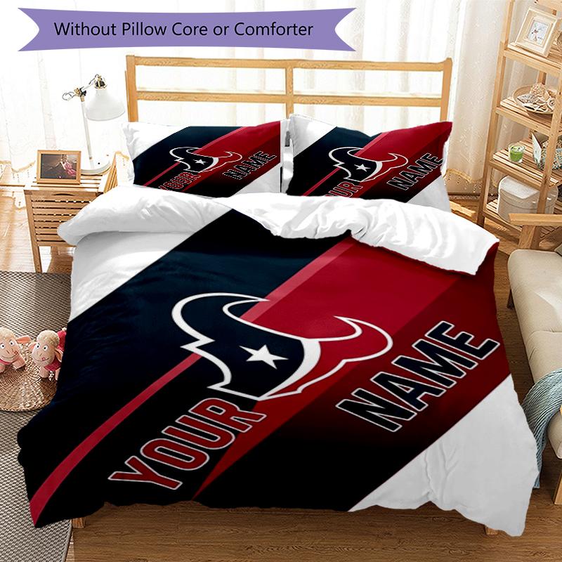 Houston Texans Fan Gear Custom Name Text Print 1Pc Bedding Set Duvet Cover With Two Pillowcases Soft Bed Linen For Household Bedroom