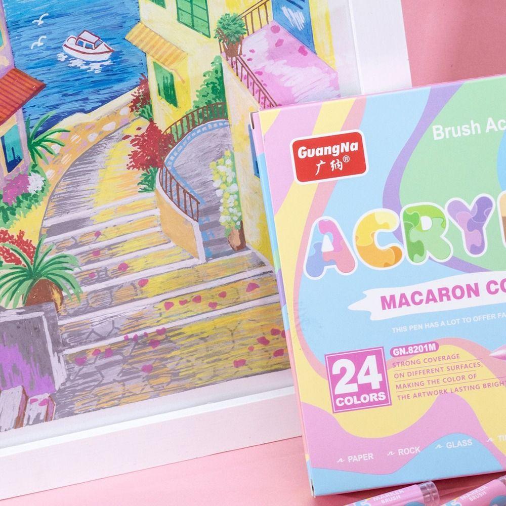 24Colors Macaroon Color Acrylic Paint Pens 24 Colors Watercolor Pen  Artists Drawing