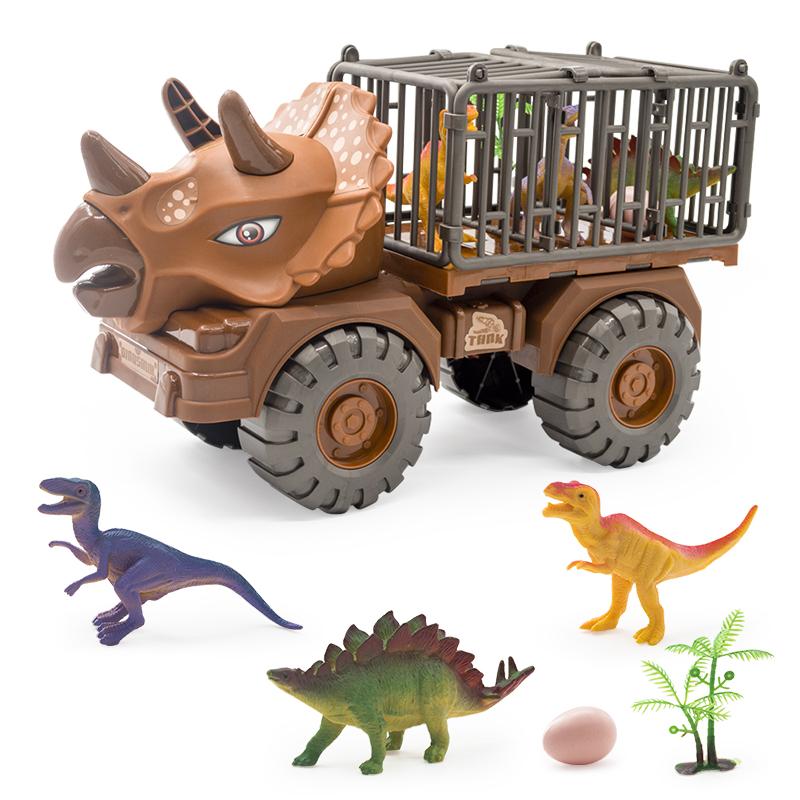 Tyrannosaurus Rex Carrier Car ,Triceratops Transport Vehicle, Truck Toys, Fantastic Playset for Kids