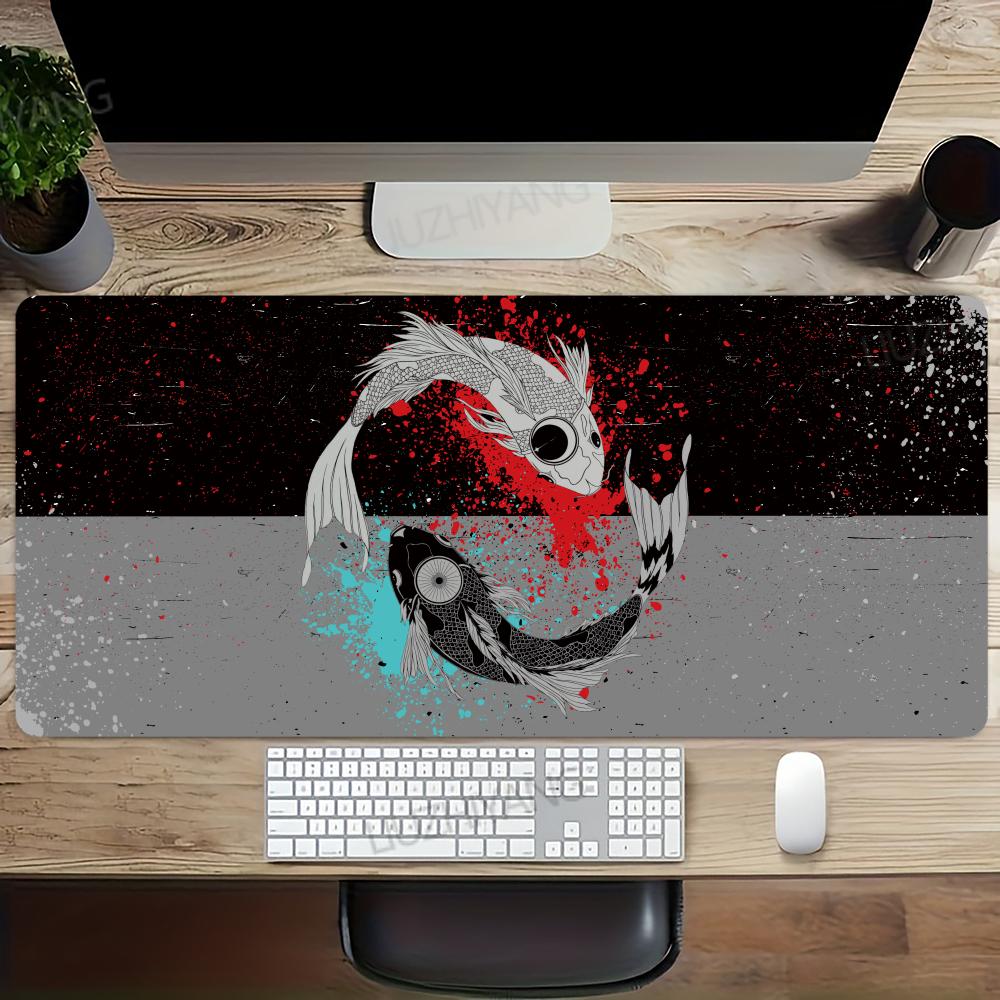 Yin Yang Fish Koi Multisize Mouse Pad Japanese Style Gamer Xxl Office Keyboard Mousemat Black White Carpets Mousepad For Laptop