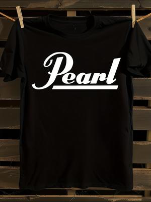 Pearl Drums Logo Black T-Shirt Mens Tshirt Womens Tshirts with Letters Print Short Sleeves T-Shirt Casual Street Tee Shirt Top
