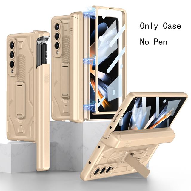 

Для Samsung Galaxy Z Fold 4 чехол с магнитной защитой на петлях, полная защита, подставка, чехол для ручки, передняя крышка из закаленного стекла For Galaxy Z Fold 4
