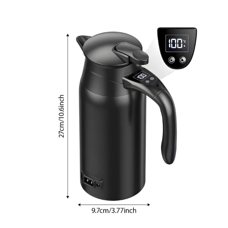 Elektrischer Wasserkocher mit hoher Kapazität für das Auto, 800 ml, mit digitaler Temperaturregelung, doppelwandiger Isolierung, 12V 24V Universal