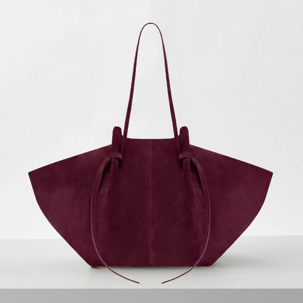 Yogodlns Women Handbag Light Luxury Suede Nubuck Leather Wing Bag Simple Large Capacity French Retro Shoulde rBag Casual Underarm Bag