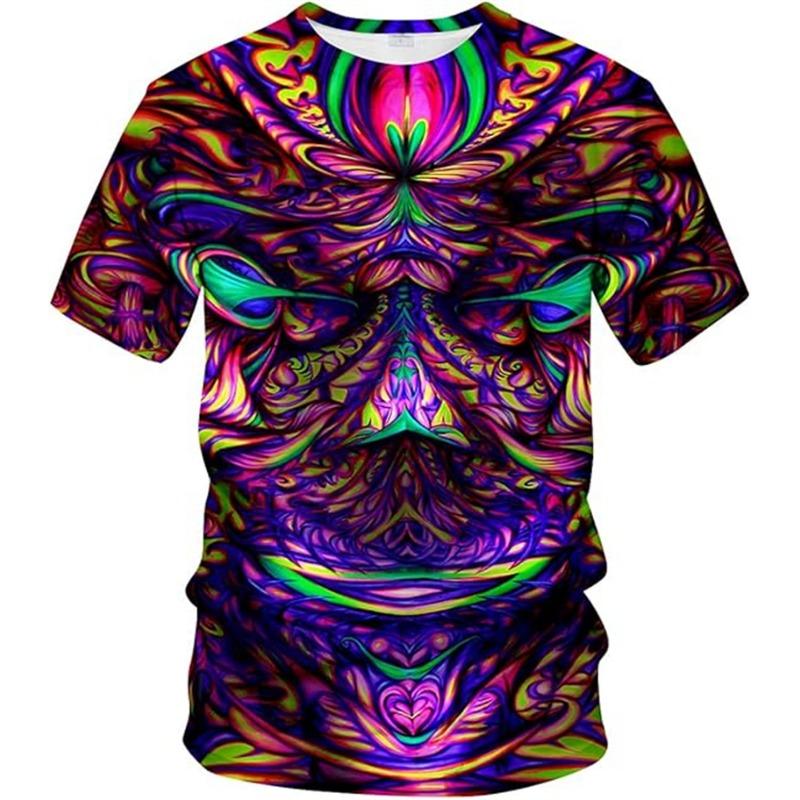 Fashion Psychedelic Pattern Graphic T-Shirt Men 3D Printed Art Hip Pop Personality Crew Neck Cool Short Sleeve Tees Unisex Tops