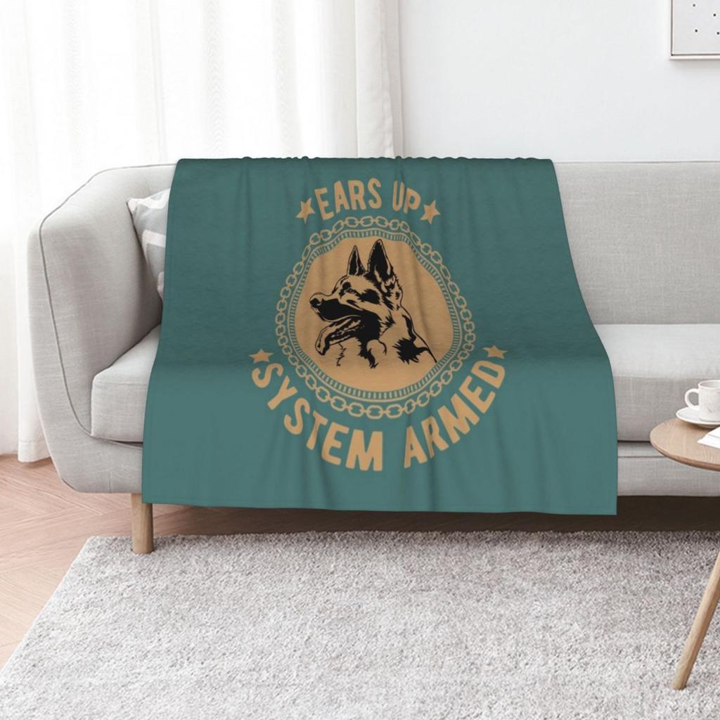 Ears Up System Armed German Shepherd Throw Blanket Cute Soft Beds Sofa Quilt Decorative Softest Halloween Blankets