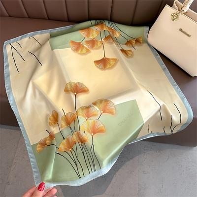 Sciarpa quadrata in seta con stampa di lusso, da donna, con cravatta al collo, da 70 cm, per capelli, da polso, hijab, bandana