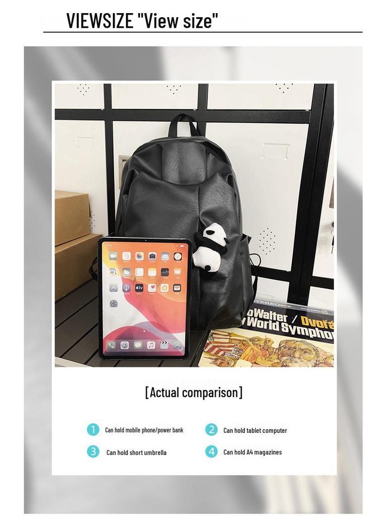 New Fashion PU Leather Double-Compartment Retro Backpack for Women