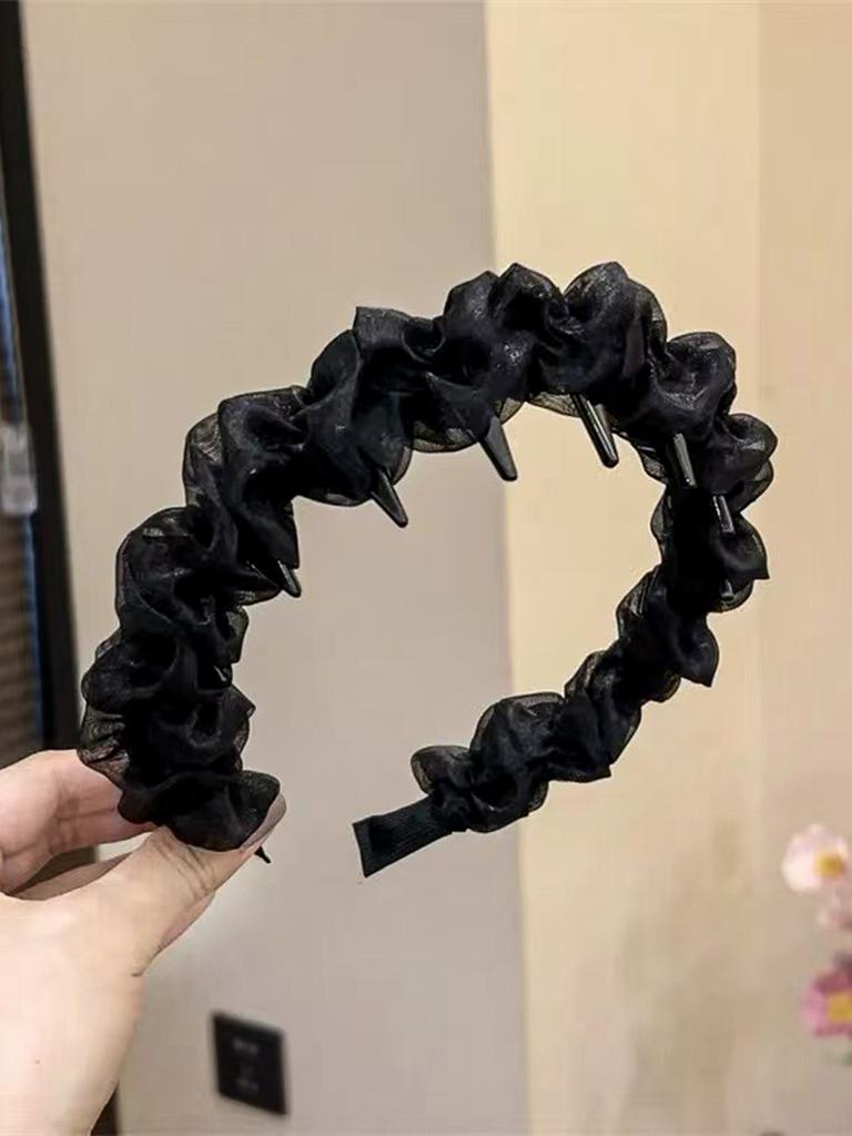 Neues Trendiges Einfarbiges Netz Falten Anti-Rutsch Spitze Elegantes Haarband Flauschiger Tüll Make-Up Haar Accessoires Professionelles Salon