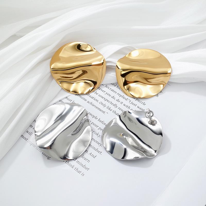18K Gold Stainless Steel Geometric Earrings: Fashionable, Versatile, Luxury Studs for Women