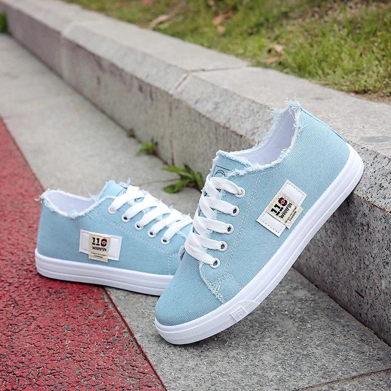 Fashion 2024 New Spring Summer Women Canvas Shoes flat sneakers women casual shoes low upper lace up white shoes