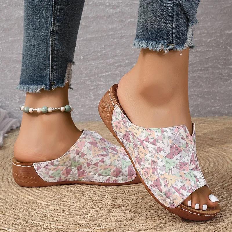 Fashion Fashion Floral Printed Women's Slippers Summer Soft Sole Comfort Wedges Sandals Woman Lightweight Non Slip Casual Beach Slides