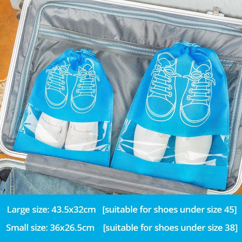 10pcs Shoe Storage Bag Thickened Non-woven Fabric Strap Mouth Large Capacity Beach Travel Bag Moistureproof Waterproof Shoe Bags