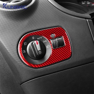 Autocollant Véritable Fibre de Carbone Douce pour Seat Leon 2005 2006 2007 2008 2009 2010 2011 2012 LHD RHD Cadre de Garniture de Commutateur de Phares de Voiture